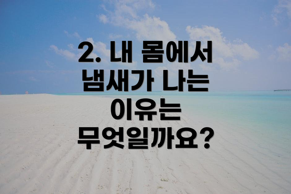 2. 내 몸에서 냄새가 나는 이유는 무엇일까요?