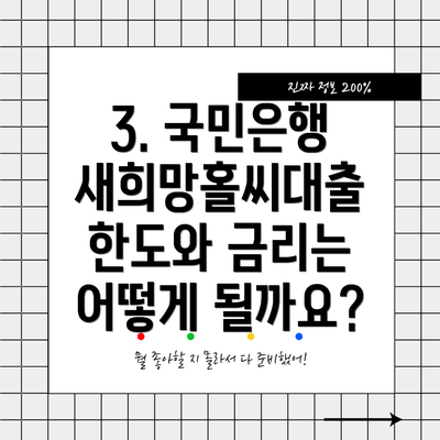 3. 국민은행 새희망홀씨대출 한도와 금리는 어떻게 될까요?