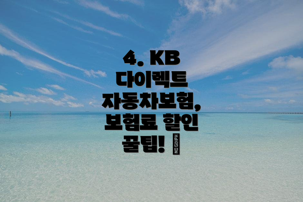 4. KB 다이렉트 자동차보험, 보험료 할인 꿀팁! 🍯