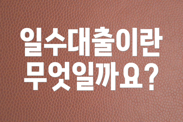 일수대출이란 무엇일까요?