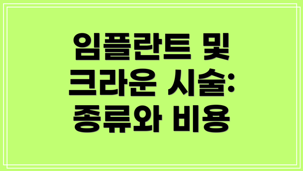 임플란트 및 크라운 시술: 종류와 비용