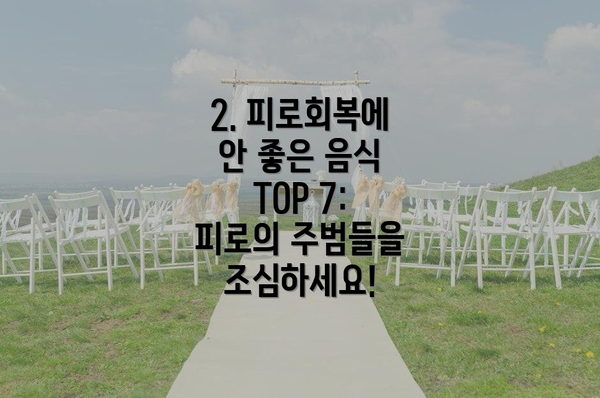 2. 피로회복에 안 좋은 음식 TOP 7:  피로의 주범들을 조심하세요!