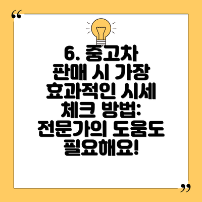 6. 중고차 판매 시 가장 효과적인 시세 체크 방법:  전문가의 도움도 필요해요!