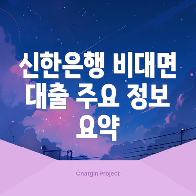 신한은행 비대면 대출 주요 정보 요약