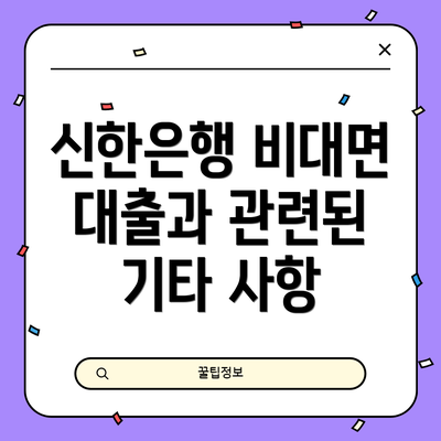 신한은행 비대면 대출과 관련된 기타 사항