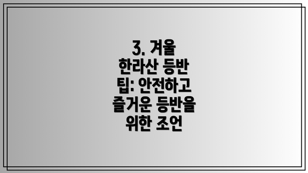 3. 겨울 한라산 등반 팁: 안전하고 즐거운 등반을 위한 조언