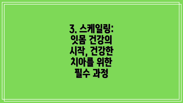 3. 스케일링: 잇몸 건강의 시작, 건강한 치아를 위한 필수 과정