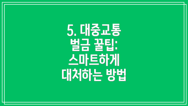 5. 대중교통 벌금 꿀팁: 스마트하게 대처하는 방법