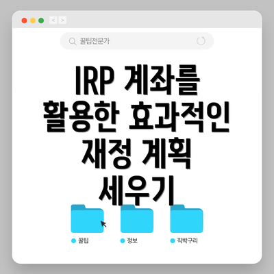 IRP 계좌를 활용한 효과적인 재정 계획 세우기