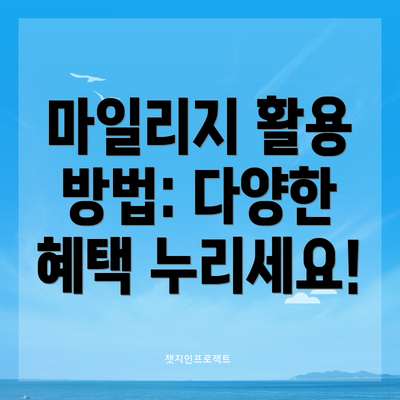 마일리지 활용 방법: 다양한 혜택 누리세요!