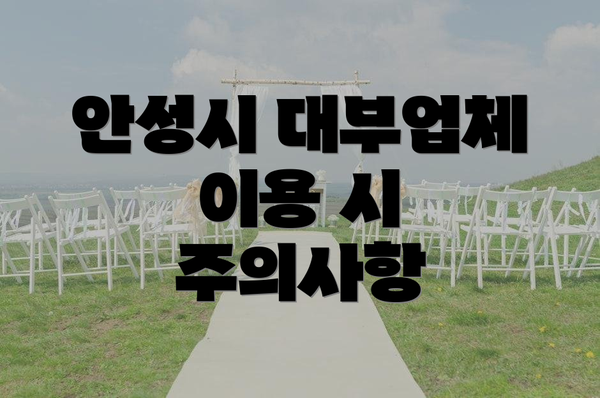 안성시 대부업체 이용 시 주의사항