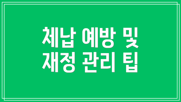 체납 예방 및 재정 관리 팁