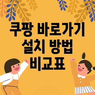 쿠팡 바로가기 설치 방법 비교표