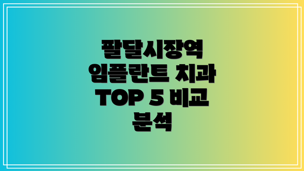 팔달시장역 임플란트 치과 TOP 5 비교 분석