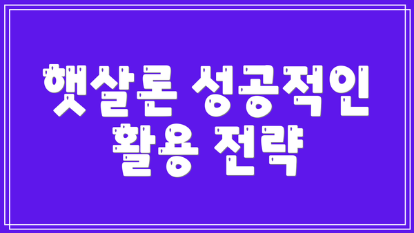 햇살론 성공적인 활용 전략